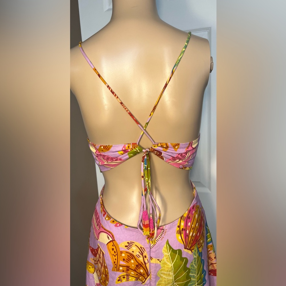 NWOT FARM RIO Lilac Beaks and Bananas Midi Dress - Size XS $199 - Picture 11 of 17